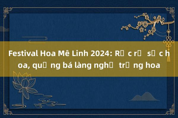 Festival Hoa Mê Linh 2024: Rực rỡ sắc hoa， quảng bá làng nghề trồng hoa