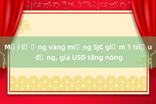 Mỗi lượng vàng miếng SJC giảm 1 triệu đồng， giá USD tăng nóng